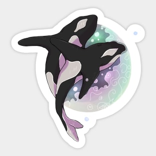 Galaxy Orcas Sticker